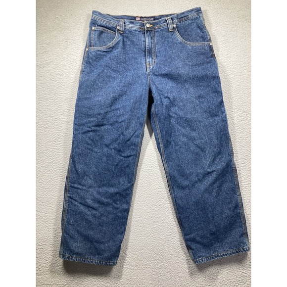 Faded Glory Fleece Lined Jeans Mens 38x30 (37x28)Blue Medium Wash Straight Denim - Picture 1 of 15